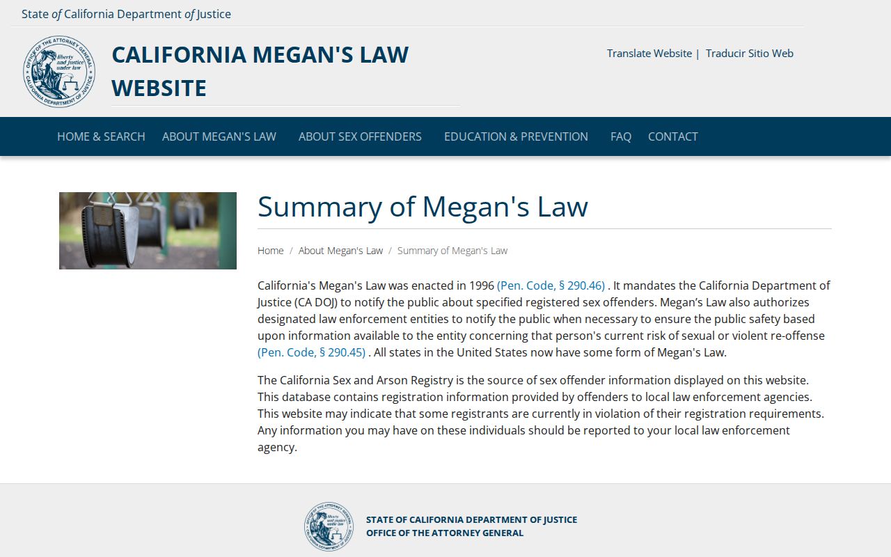 Montebello neighbors Megan's Law legal summary