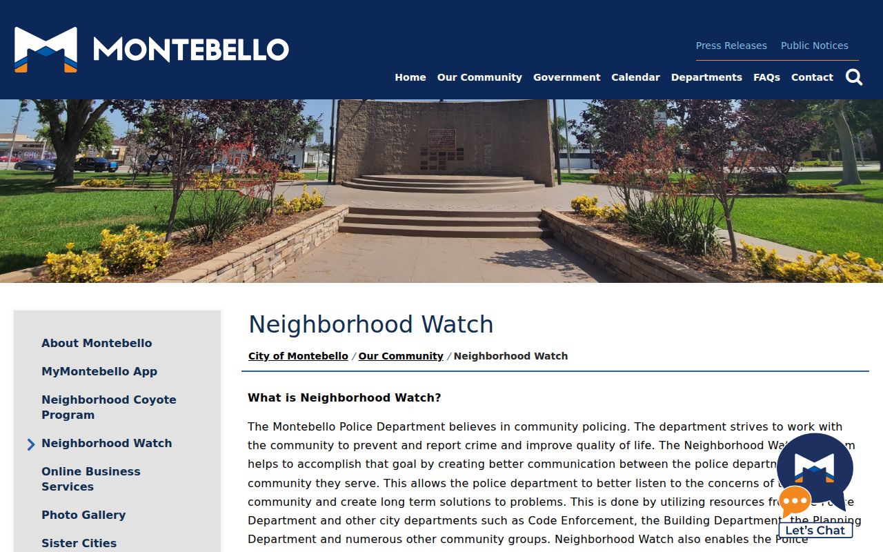 Montebello neighbors neighborhood watch community resource