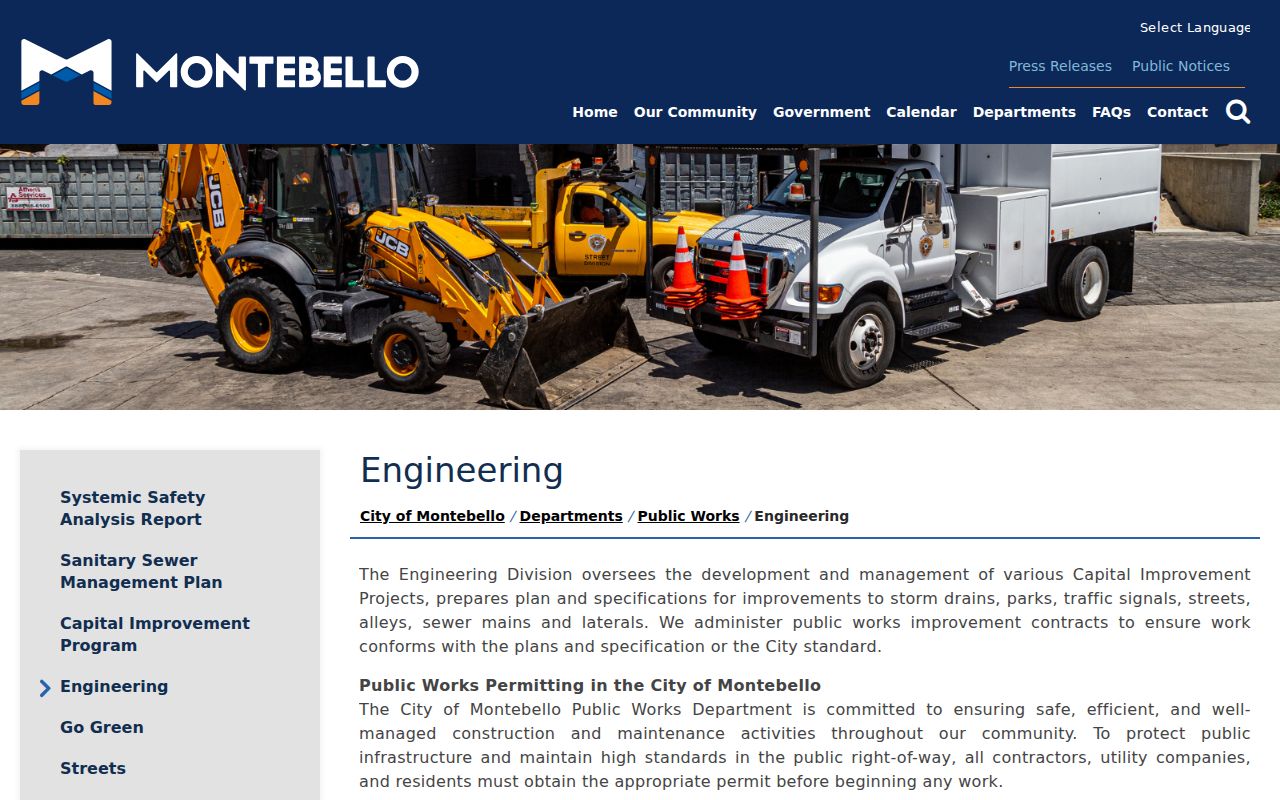 Montebello street directory city engineering permits